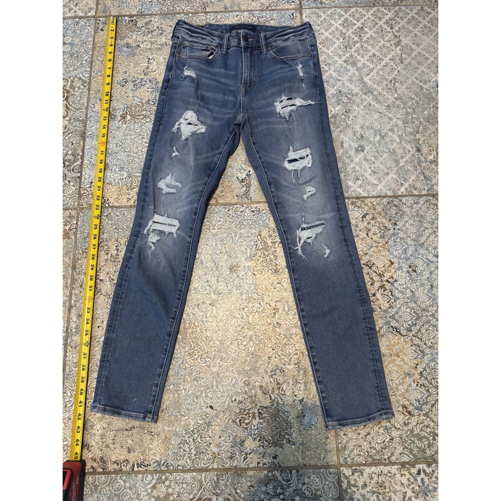 Aéropostale Skinny Jeans Men's 32x32 Blue Distressed Stretch Denim Slim Fit